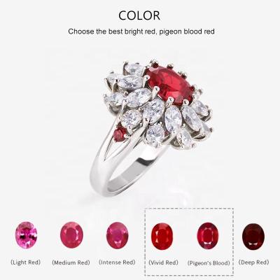 China Diamondstar Romantic Lab Ring DCA Ring Halo Natural Ruby Gemstone 14K Red Gold Gold Rings Zero Risk Gems Wholesale Price Jewelry for sale