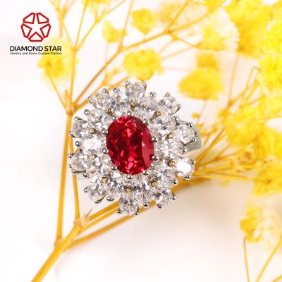 China DiamondStar Romantic 2023 Ruby Ring Lab Ruby Pop Ring Romantic Customized Fine Jewelry Noble Ruby Jewelry Rings for sale