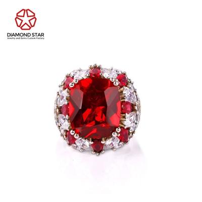 China DiamondStar Romantic Red Ring 10k 14k 18k White Gold Rings Blood Red Fine Lab Ruby Wedding Ring Spigeon Jewelry for sale