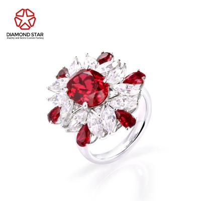 China Diamondstar Good Quality Romantic Gold Plated Fine Jewelry Ruby Ring Moissanite Red Promise Ring Fine Jewelry Couples Ring For Lovers for sale