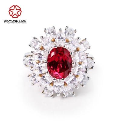 China Diamondstar Romantic Lab Ring 14k 18k 24k White Gold Red Wedding Rings Diamond Fine Jewelry Women Ring Custom Fashion Jewelry for sale