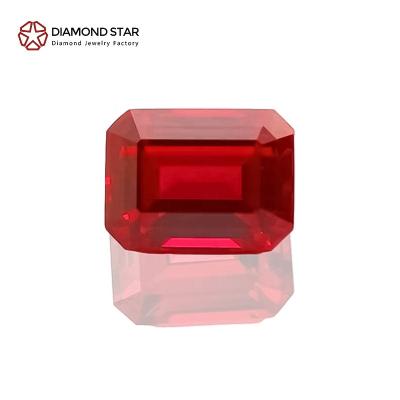 China Diamondstar Emerald Cut lab developed red color or fire gemstone 5mm to 12mm Pigeon Gems AAA Blood Red High Quality Level Red Stone Natural for sale