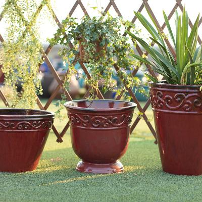 China Large country porcelain flower pots handmade outdoor decorative flower pot OEM and ODMSupported large flower pots wholesale for sale