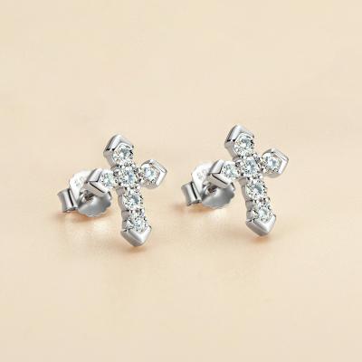 China Hiphop iced out earrings men iced out earings for man with moissanite cross circle earrings iced out for sale