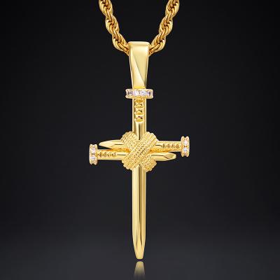 China FASHIONABLE Mens Gold Plated Chains With Pendant Hip Hop Jewelry Pendants Cross Pendant Necklace for sale