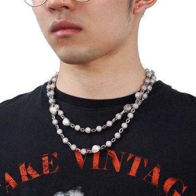 China Europe and America Pearl Pendant Necklace Iced Out Chains 8mm Iced Out Hip Hop Chain Fashion Jewelry Necklace for sale