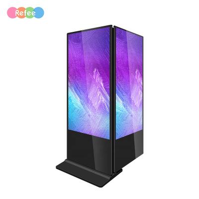 China Indoor Double Screens 4K Totem Android Windows Floor Stand Touch Screen Kiosk Double Sided Digital Advertising Player for sale