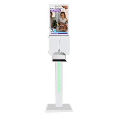 China Refee 21.5inch Indoor Wall Mount LCD Digital Signage Screen with Automatic Gel Hand Sanitizer Dispenser for sale