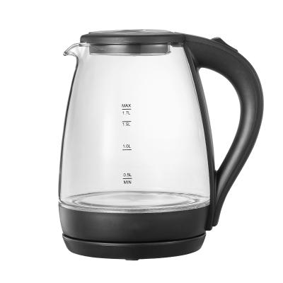 China 360 Degree 1.7L Base 2021 Water Heater Tea Kettle Kitchen Glass Body Rotating Electric Kettle for sale