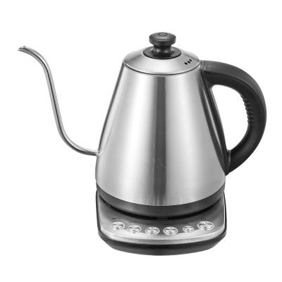 China 2021 Stainless Steel Electric Kettles 360 Degree Base Home Appliances 1.0L Tea Pot Maker Retro Sliver Rotation Electric Gooseneck for sale