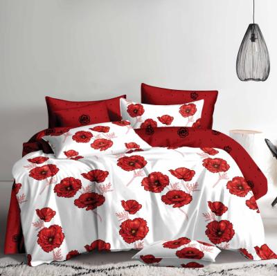 China 235cm Shrink-Resistant Width Dispersion Printed 100% Polyester Fabric Red Rose Design Polyester Fabric for sale