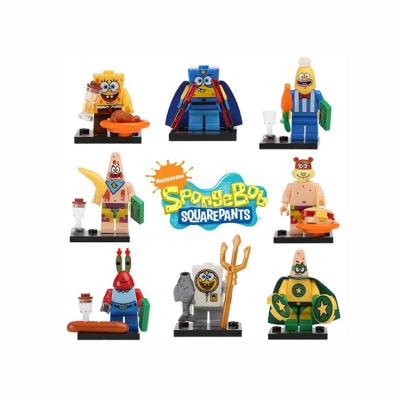 China Legos Toy 8pcs Set Block Bricks Lovely Sponge Bob Patrick Star Krab Squidward Building Blocks Toy For Children for sale