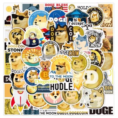 China Waterproof+Eco-friendly 53PCS DIY Dogecoin Graffiti Cartoon Stickers Toy Sticker For Notebook Skateboard Laptop Guitar Headphone for sale