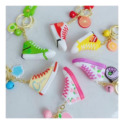 China Durable 6 Fruit Style Color Shoes Key Chain Ring Gifts Sneaker Key Holder Bag Charm Key Chain For Decoration for sale