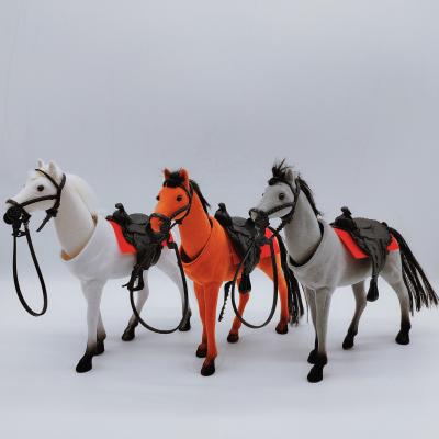 China Plastic And Assembled 3 Colors Flocked Mixed Rocking Shaking Horse Head Toy Animals With Saddle For Kid for sale