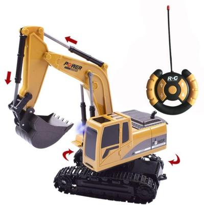 China 1:24 Eco-friendly Material Diecast Electric Crawler 5Ch Metal RC Construction Truck Charging Diecast Excavator Remote Control Toy With Light Sound for sale