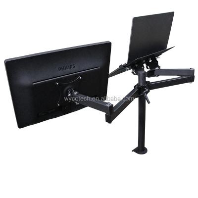 China ABS+SPCC+Hot Selling Dual Black Power Coating Surface Treatment Desktop Monitor Arm And Laptop Stand Bracket Adjustable Bracket Mount for sale