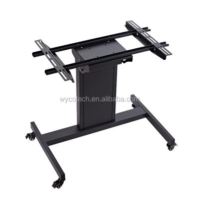 China Desktop Plasma TV Trolley Base Height Adjustable Mobile TV Stand Trolley for 40