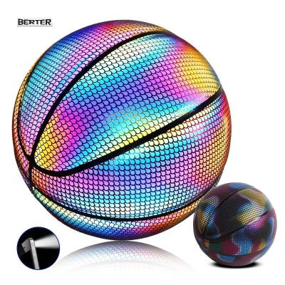 China Basketball Games Hologram Afterglow Strontium Noctilucent Aluminate Basketball Balls Glowing Luminous Reflective Night Light Official Size for sale