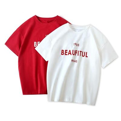 China Factory Custom Wholesale Women's High Quality Cotton Breathable Casual Letter Printing T-Shirts for sale