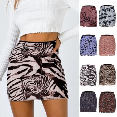 China Factory Wholesale High Quality Anti-Static Gauze Short Skirt For Women Girls Ladies Casual Leopard Print Custom Made High Waist Sexy for sale