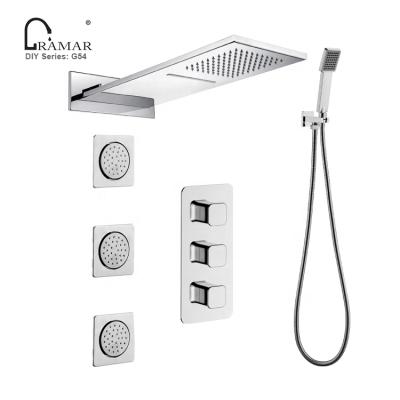 China Without Sliding Bar UPC Chrome Bathroom Brass Bath Thermostatic 6 Way Diverter Shower Panel Mixer for sale