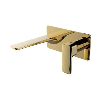 China Modern Washroom Water Mixer Tap In Zirconium Gold 2 Hole Wall Mount for sale