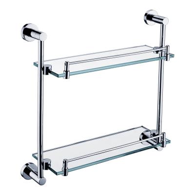 China Double Row Corner Stainless Steel Eco - Friendly Aluminum Glass Shelf For Bathroom for sale