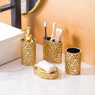 China Sustainable New Toilet Bathroom Accessories Set Classic Gold 23 for sale