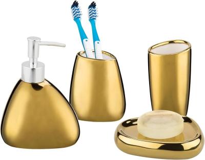 China Wholesale White Gold European Royal Gold Viable Color Luxury Hotel Ceramic Set of 5 Piece Bathroom Accessories Bathroom Accessories for sale