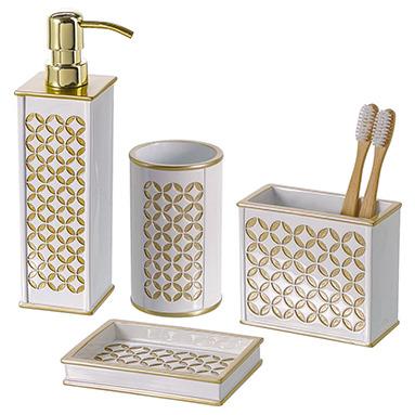 China Sustainable Luxury Printed Gold Decor Gold Finish Bathroom Smart Accessories for sale