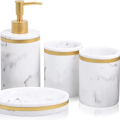 China Sustainable Wholesale Gold Toilet And Bathroom Accessories Modern Design Home Decorative Marble 4PCS for sale