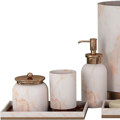 China Amazon Viable Best Selling Marble Ceramic Bathroom Accessories Set Kit For Home Decoration Toothbrush Holders for sale