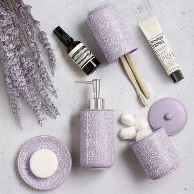 China Sustainable Decor Premium Lavender Purple Bathroom Accessories Set For Hotel for sale