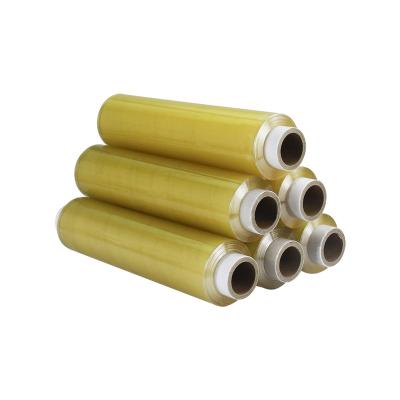 China Moisture Proof 1/6 Food Packaging PVC Stretch Cling Film Food Grade 10mic 1500m Jumbo Roll for sale