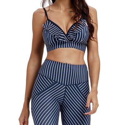 China Wholesale Breathable Sports Women's Home Yoga High Waist Gym Tight Women's Fitness Sweat Suits Striped Printed for sale