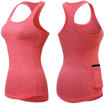 China Wholesale custom QUICK DRY plus size women sport yoga fitness muscle muscle breathable pocketed tank tops for women for sale