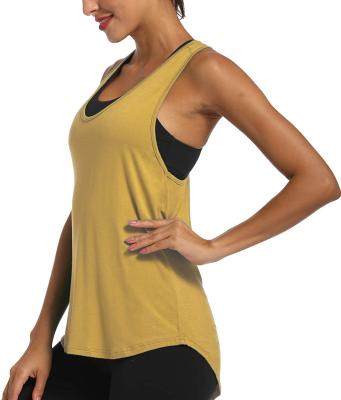 China 2021 Hot Selling Custom Tank Solid Color Anti-Shrink Ladies Backless Air Scoop Neck Workout Base Tank Tops for sale