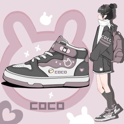 China Fashion Trend Cute Teenagers Sneakers Kawaii Girls Students Casual Sports High Top Trainers Woman Vulcanize Shoes Drop Shipping Shoes for sale