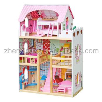 China Wooden Dollhouse Kids Educational Colorful MDF Material Three Layers for sale