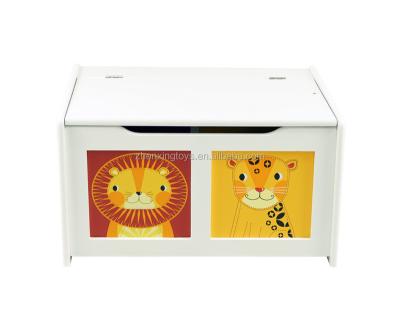 China Wooden White Animal Design MDF Toy Storage Box for sale