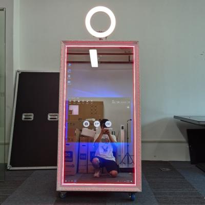 China Metal case + tempered glass panel mirror photo booth with printer and camera vending machine for rental items magic mirror photobooth for sale