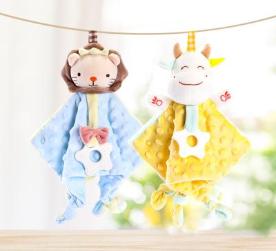 China Baby Accompany 100% Private Label Polyester Fleece Animal Toy Toddler Comforter Baby Security Blanket for sale