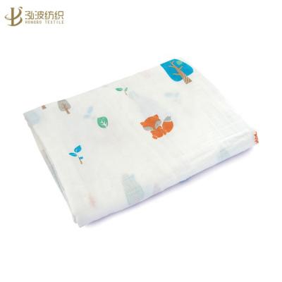 China 100% PORTABLE Cotton Forest Fox Baby Muslin Swaddle Blanket for sale