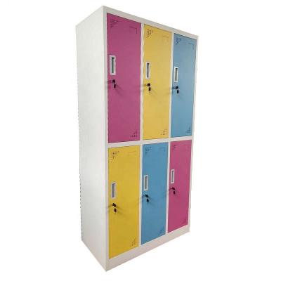 China 2 Tier 3 Column 6 Door Metal Locker Industrial Storage Cabinet For Multiuse Colorful for sale