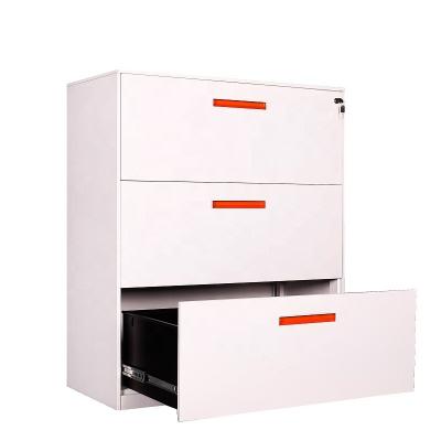 China Expandable Heavy Duty Metal Lateral File Cabinet with Lock Modern Large White Desk Locking Storage Cabinet with 3 Drawers for Home for sale