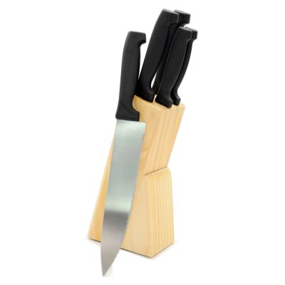 China Sustainable 5 Pcs PP Handle Kitchen Knife Set With Wooden Block Customized Logo for sale