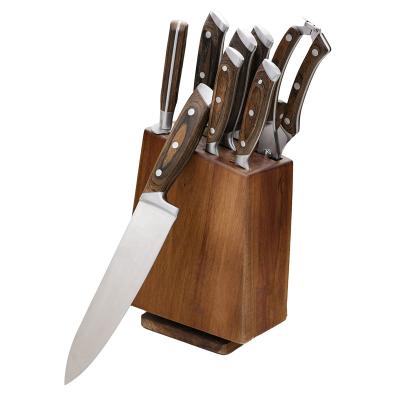 China 2021 New Carbon Steel Knife 15PC Wooden Handle Kitchen Knife Set Viable Wholesale High Quality Carousel Base for sale