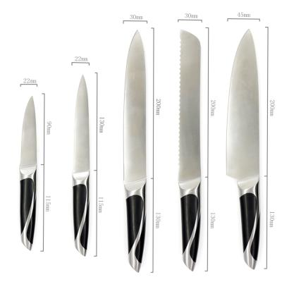 China 2021 Hot Sale Premium Kitchen Knife Set Viable, Customized Logo Stainless Steel Set Knives, 5 PCS Chef Knife Set With Acrylic Block for sale