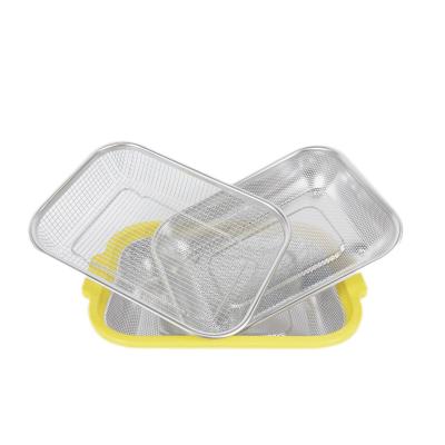 China Convenient DF trading house hot sale rice washing basket strainer fruit vegetable colander rice sieve with plastic handle for sale